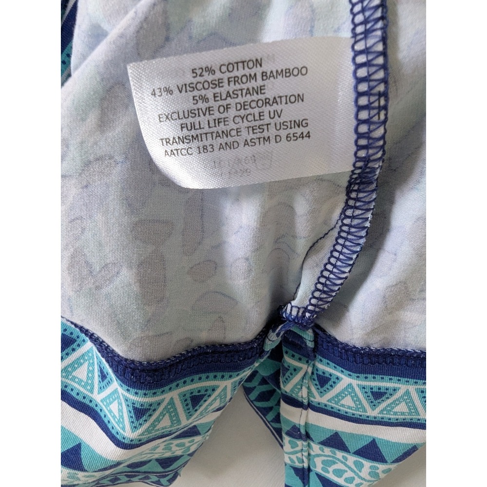 Coolibar St Lucia Tunic Top Blue Geometric UPF 50+ Bamboo Blend Size Medium - Picture 7 of 9